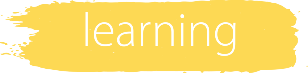 Learning logo with yellow paint background 